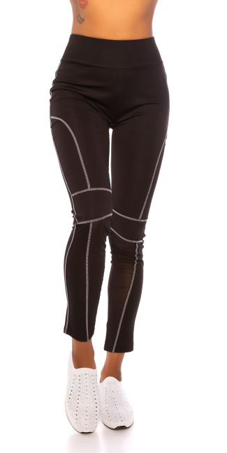 Trendy hoge taille leggings met neondetails grijs